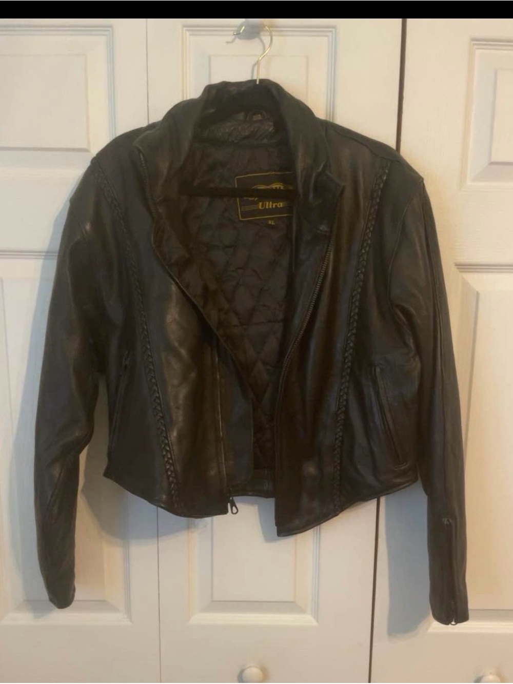 Unik Black Womens Leather Jacket with Quilted Interior